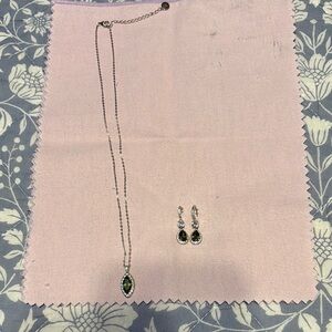 Elegant Silver and Green Jewelry Set